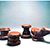 nachempfundene afrikanische Hocker, Styropoor, Gips, Hozmasse, je 40x60 cm, 1995